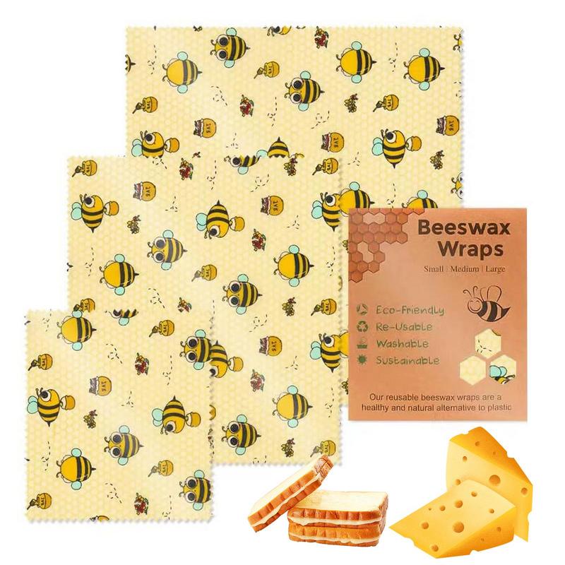 Beeswax Wrap Reusable - 3pcs Reusable Food Fresh Keeping Cloth